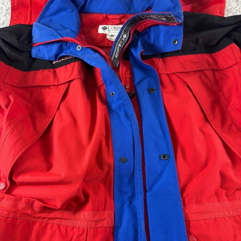 Columbia Sportswear Ascent Omni-Tech Parka Jacket Mens XL Red‎ Black Vintage